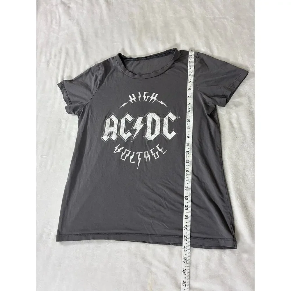 AC/DC High Voltage Distressed Graphic T Shirt Gray